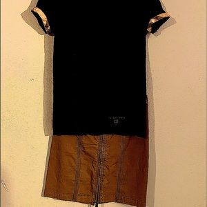 BURBERRY BRIT ZIPPER SKIRT BROWN WITH BURBERRY SHIRT